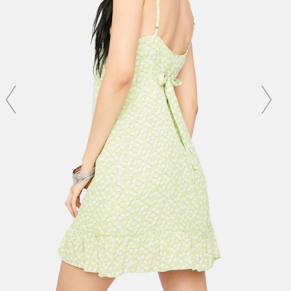 Lime collect call floral mini dress NEW dolls kill - Picture 2 of 4
